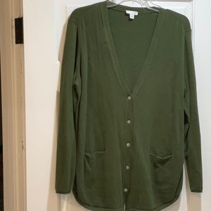 J JILL OLIVE GREEN CARDIGAN